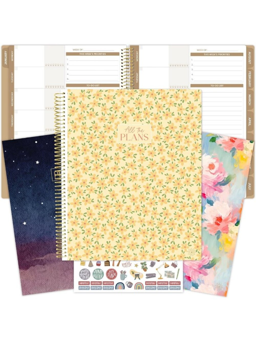 Ultimate Monthly & Weekly Undated Planner & Notebook - 9"x11", Grid & Sketch